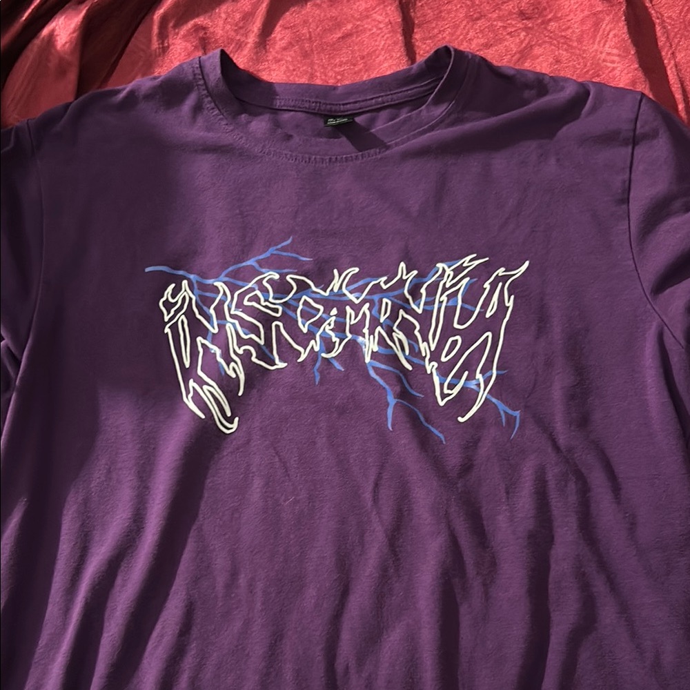 ROMWE Purple Short Sleeve Tee with Graphic Design